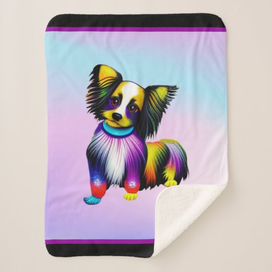 Papillion Pop Art Pastel Sherpa Deken (Voorkant)