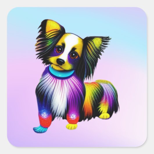 Papillion Pop Art Pastel Vierkante Sticker (Voorkant)