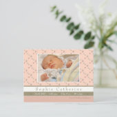 Papillion Roze/Groen · Geboorteaankondiging Aankondigingskaart (Staand voorkant)