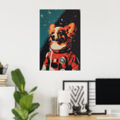 Papillon Astronaut Poster, Papillon Retro Print (Thuiskantoor)
