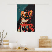 Papillon Astronaut Poster, Papillon Retro Print (Keuken)
