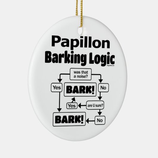 Papillon Barking Logic Keramisch Ornament (Rechts)