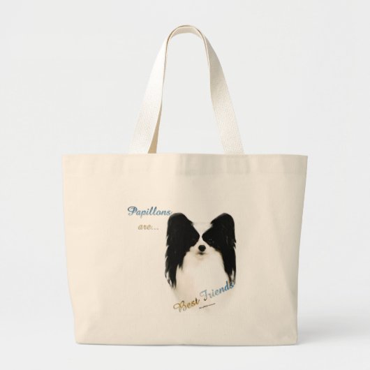 Papillon Beste Vriend 2 Grote Tote Bag (Voorkant)