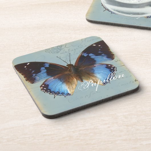 Papillon bleu bier onderzetter (Linkerzijde)