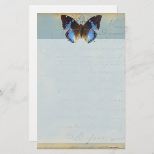 Papillon bleu briefpapier (Voorkant / Achterkant)