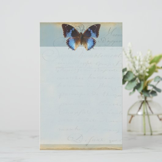 Papillon bleu briefpapier (Staand voorkant)