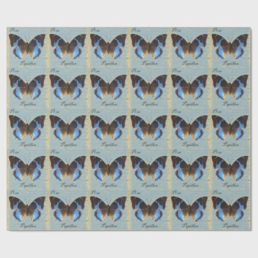 Papillon bleu cadeaupapier (Vlak)