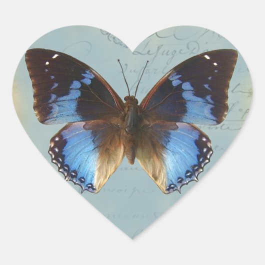 Papillon bleu hart sticker (Voorkant)