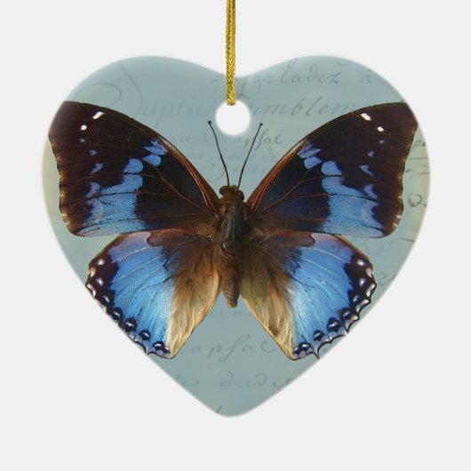Papillon bleu keramisch ornament (Achterkant)