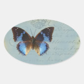 Papillon bleu ovale sticker (Voorkant)