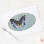 Papillon bleu ovale sticker (Envelop)