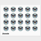 Papillon bleu ronde sticker (Vel)