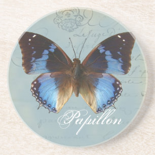 Papillon bleu zandsteen onderzetter