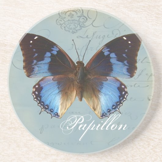 Papillon bleu zandsteen onderzetter (Voorkant)