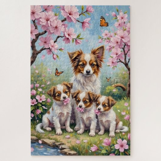 Papillon Bloesemtuintuin Kunst Legpuzzel (Verticaal)