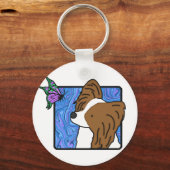 Papillon Butterfly Dog Sleutelhanger (Voorkant)