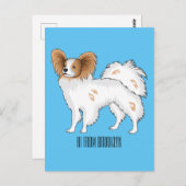 Papillon cartoon illustratie briefkaart (Voorkant / Achterkant)