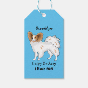Papillon cartoon illustratie cadeaulabel