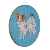 Papillon cartoon illustratie dartbord (Voorkant Links)