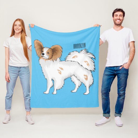 Papillon cartoon illustratie fleece deken (In situ)
