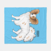 Papillon cartoon illustratie fleece deken (Voorkant (Horizontaal))