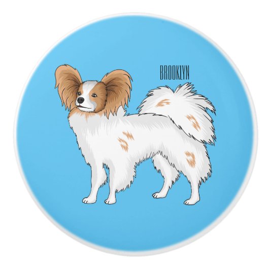 Papillon cartoon illustratie keramische knop (Voorkant)