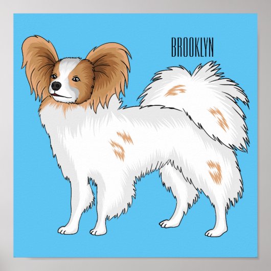 Papillon cartoon illustratie poster (Voorkant)
