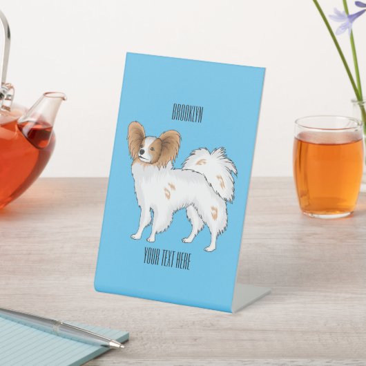 Papillon cartoon illustratie reclamebord met voetstuk (Insitu)