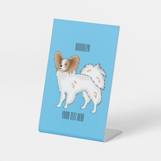 Papillon cartoon illustratie reclamebord met voetstuk (Voorkant)