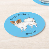 Papillon cartoon illustratie ronde kartonnen onderzetter (Gebogen)