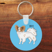 Papillon cartoon illustratie sleutelhanger (Voorkant)