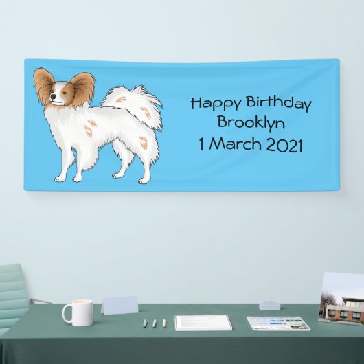 Papillon cartoon illustratie spandoek (Beurs)