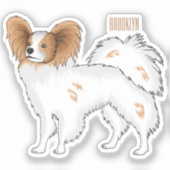 Papillon cartoon illustratie sticker (Voorkant)