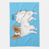 Papillon cartoon illustratie theedoek (Verticaal)