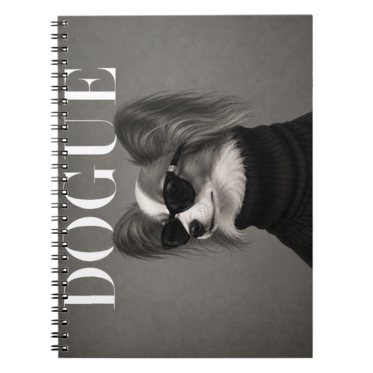 Papillon Chic Mode Magazine Hond Kunst Notitieboek (Voorkant)