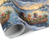 Papillon Christmas Boat Holiday Cadeaupapier (Rol Hoek)