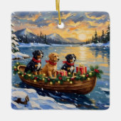 Papillon Christmas Boat Holiday Keramisch Ornament (Voorkant)