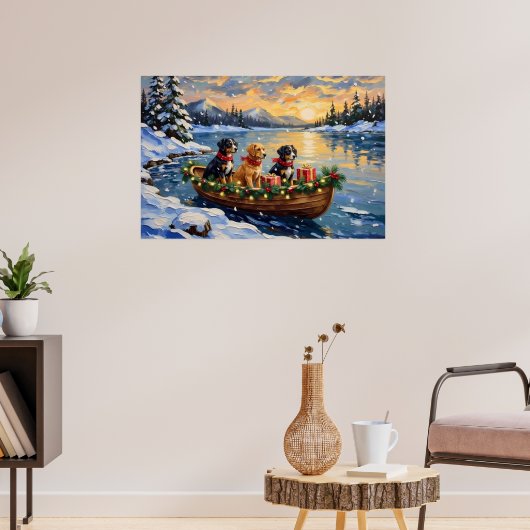 Papillon Christmas Boat Holiday Poster (Woonkamer 3)