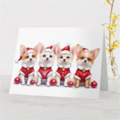 Papillon Christmas Dress Santa Hat Kaart (Gele Bloem)