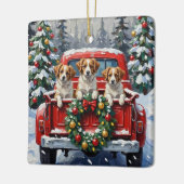 Papillon Christmas Red Truck Holiday Keramisch Ornament (Links)