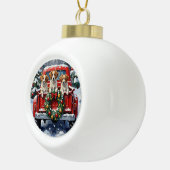 Papillon Christmas Red Truck Holiday Keramische Bal Ornament (Rechts)