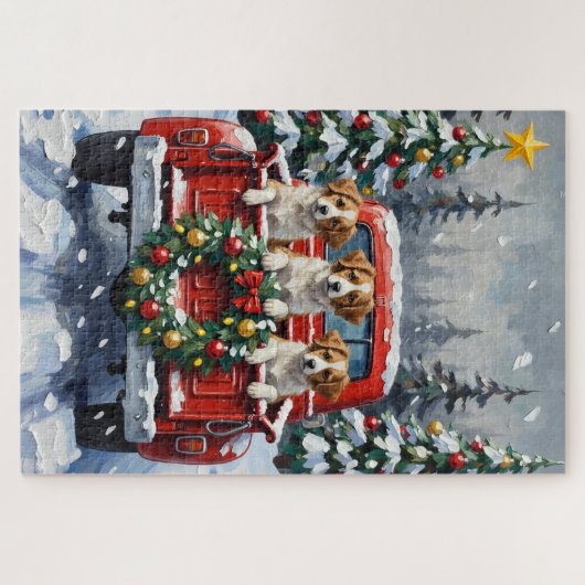 Papillon Christmas Red Truck Holiday Legpuzzel (Horizontaal)