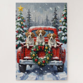 Papillon Christmas Red Truck Holiday Legpuzzel (Verticaal)