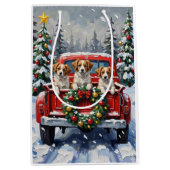 Papillon Christmas Red Truck Holiday Medium Cadeauzakje (Voorkant)