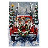 Papillon Christmas Red Truck Holiday Medium Cadeauzakje (Achterkant)