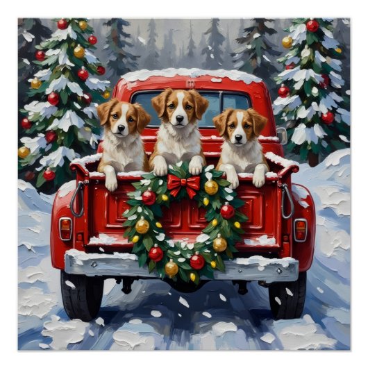 Papillon Christmas Red Truck Holiday Perfect Poster (Voorkant)