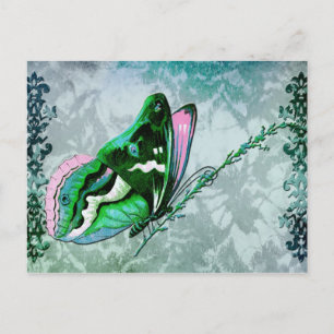PAPILLON COLORÉ in BLAUWGROEN BLAUW, GROEN EN PIN Briefkaart