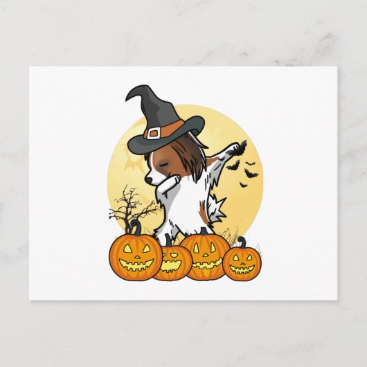 Papillon Dabbing Halloween Briefkaart (Voorkant)