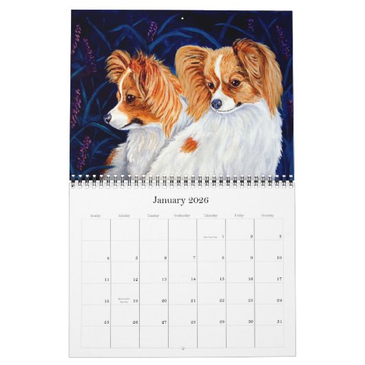 Papillon Dog Agenda Kalender (Jan 2026)