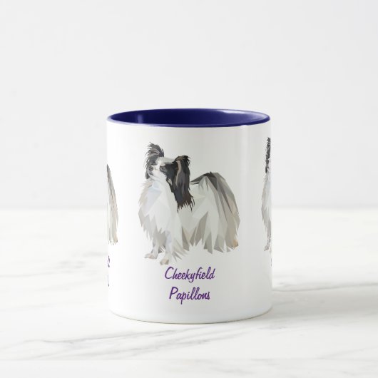 Papillon Dog Art op maat Mok (Midden)